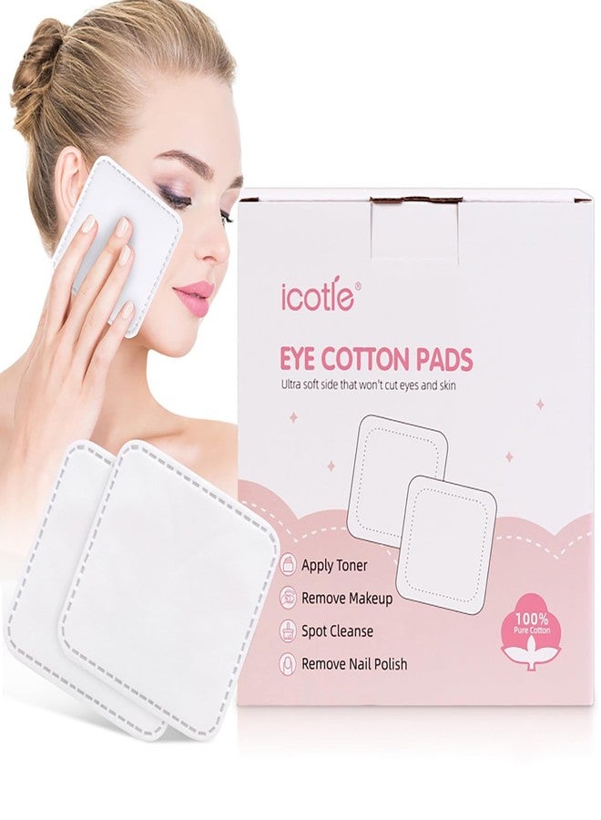 ICOTLE 200-Count Eye Cotton Pads 100% Cotton Ultra Soft Square Cotton Pads, Spunlace Purely Physical Technology, Makeup Remover Pads for Facial Cleansing on All Skin Types - Image 1