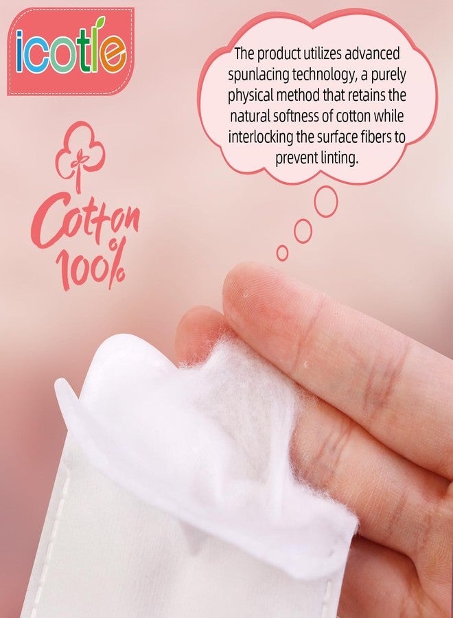 ICOTLE 200-Count Eye Cotton Pads 100% Cotton Ultra Soft Square Cotton Pads, Spunlace Purely Physical Technology, Makeup Remover Pads for Facial Cleansing on All Skin Types - Image 3