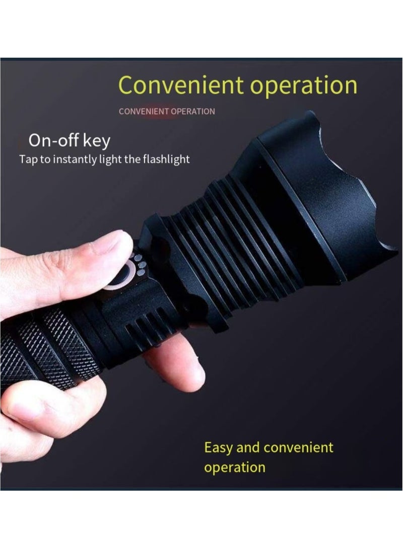 New rechargeable LED flashlight with high lumens, 90000 lumens ultra bright variable zoom waterproof flashlight, with battery and 3 modes, suitable for powerful handheld flashlight in camping emergency situations  - Image 3