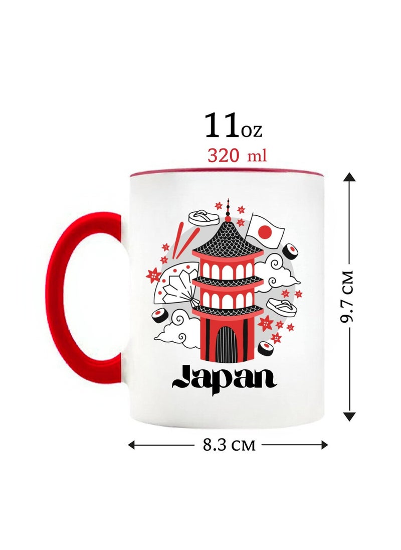 PRINTSHOP4ME Japan Coffee Mug–11 Oz Festive Two-Tone Ceramic Mug With Handle-Holiday-Themed Mug For Morning,Office Parties And Celebrations-Perfect Coffee Cup For Everyday Use  - Image 2