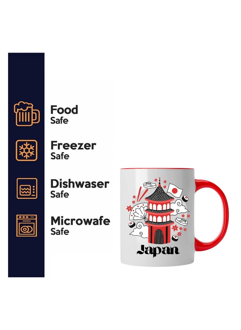 PRINTSHOP4ME Japan Coffee Mug–11 Oz Festive Two-Tone Ceramic Mug With Handle-Holiday-Themed Mug For Morning,Office Parties And Celebrations-Perfect Coffee Cup For Everyday Use  - Image 3