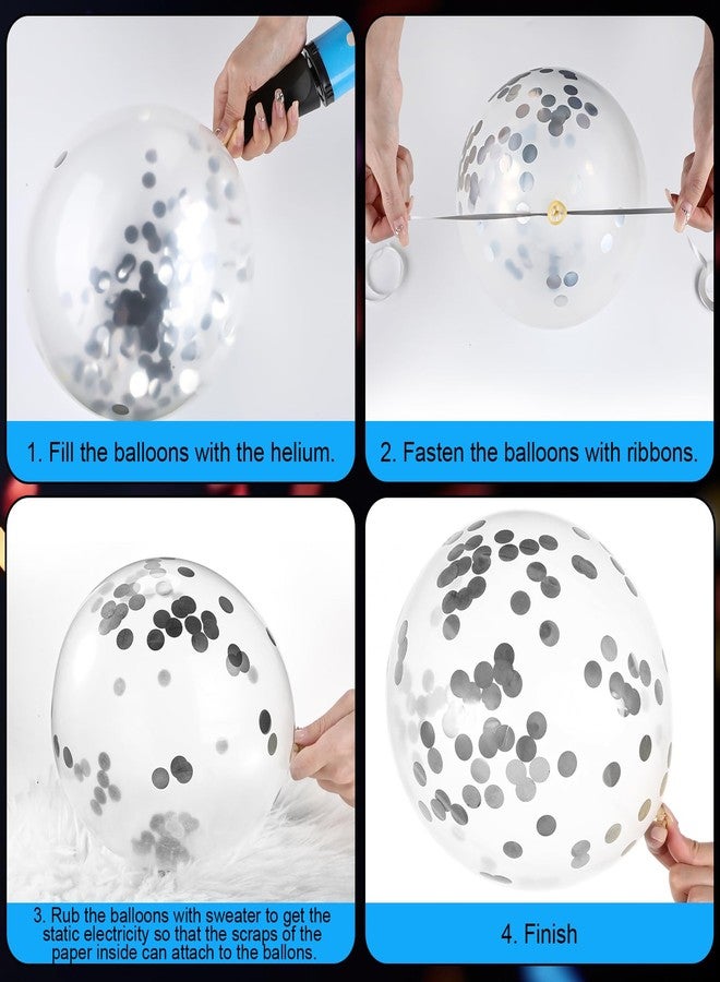 سراتي مجموعة بالونات ستراتي 60 قطعة، بالونات لاتكس معدنية مزينة بالقصاصات الورقية مقاس 12 بوصة مع لفتين من الشريط، مناسبة لأعياد الميلاد وحفلات استقبال المولود وحفلات الزفاف والتخرج (أزرق ملكي، أبيض، فضي). - Image 3