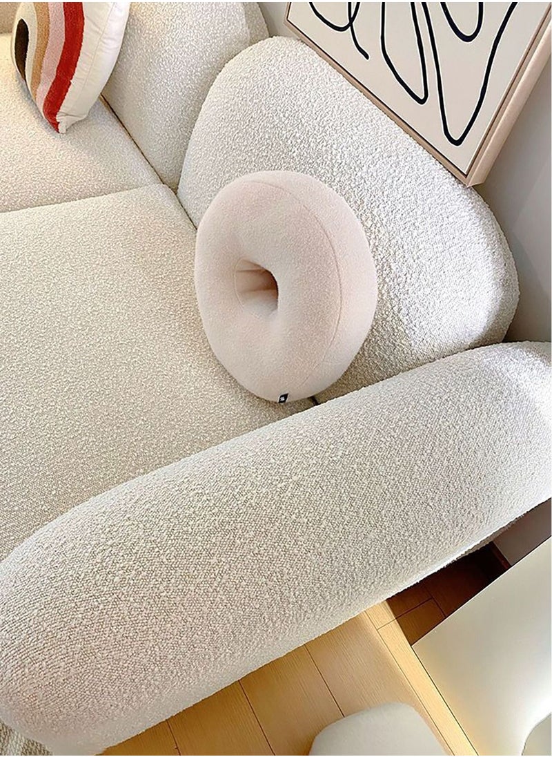 Merry Moments 3 Seater Sofa Modern Sofa White Sofa White Bouclé Upholstered Sofa Curly Oatmeal White for Living Room Reception Office Airbnb L200xH73xW85 cm  - Image 5