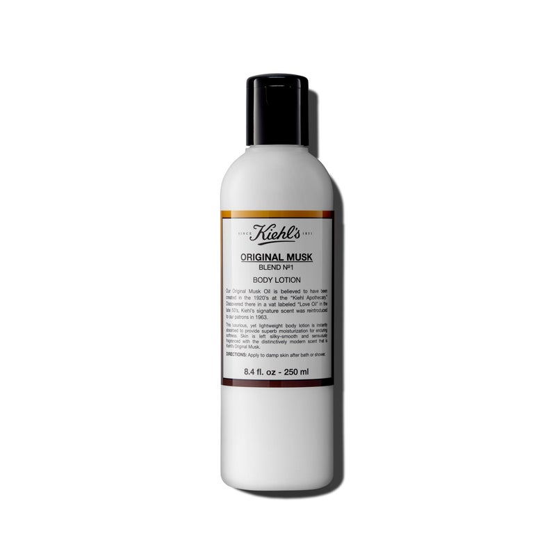 Kiehl's Kiehl's Original Musk Scented Body Lotion, Lightweight Moisturizer for Body, Leaves Skin Silky Smooth, Absorbs Quickly, with Apricot & Sesame Seed Oil to Soften Skin, Unisex Scent - 8.4 fl oz