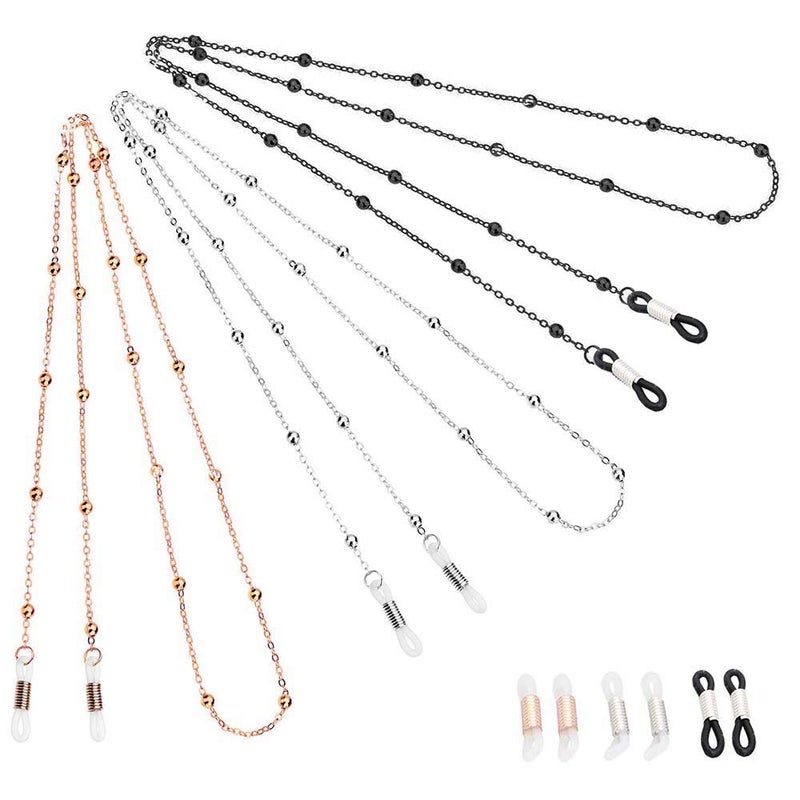 Jurxy Jurxy 3PCS Eyeglass Chain Sunglass Strap Holder Reading Glass Cords Lanyard Beaded Necklace Chain Eyewear Retainer Chain Metal Beaded Eyeglasses Long Necklace Fashion Accessories  - Image 1