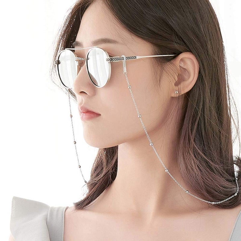 Jurxy Jurxy 3PCS Eyeglass Chain Sunglass Strap Holder Reading Glass Cords Lanyard Beaded Necklace Chain Eyewear Retainer Chain Metal Beaded Eyeglasses Long Necklace Fashion Accessories  - Image 3