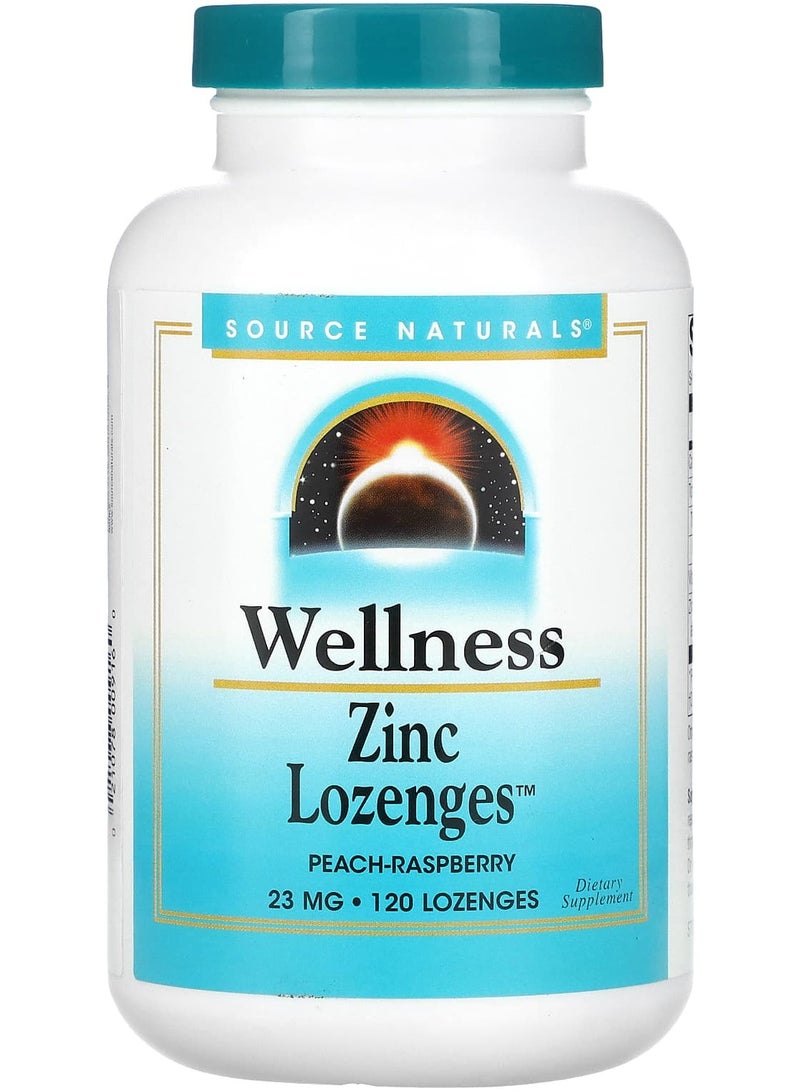 Wellness, Zinc Lozenges, Peach-Raspberry, 23 mg, 120 Lozenges