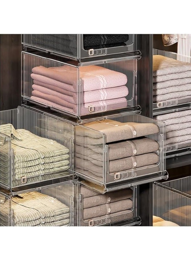 tackable Plastic Storage Basket for Closet Wardrobe Organizer and Storage Bin Sweater Drawer Shelf Storage Container for Cupboard Kitchen Bathroom Office Bedroom 2PCS - Image 1