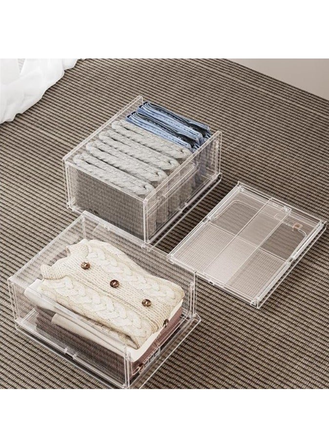 tackable Plastic Storage Basket for Closet Wardrobe Organizer and Storage Bin Sweater Drawer Shelf Storage Container for Cupboard Kitchen Bathroom Office Bedroom 2PCS - Image 4