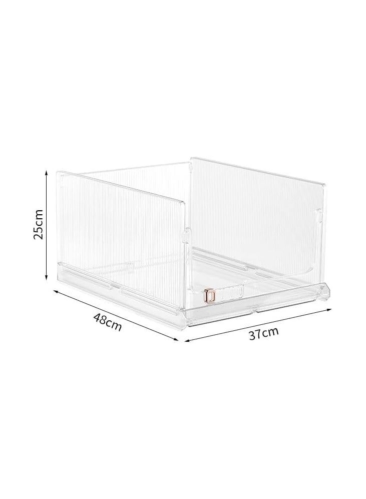 tackable Plastic Storage Basket for Closet Wardrobe Organizer and Storage Bin Sweater Drawer Shelf Storage Container for Cupboard Kitchen Bathroom Office Bedroom 2PCS - Image 5
