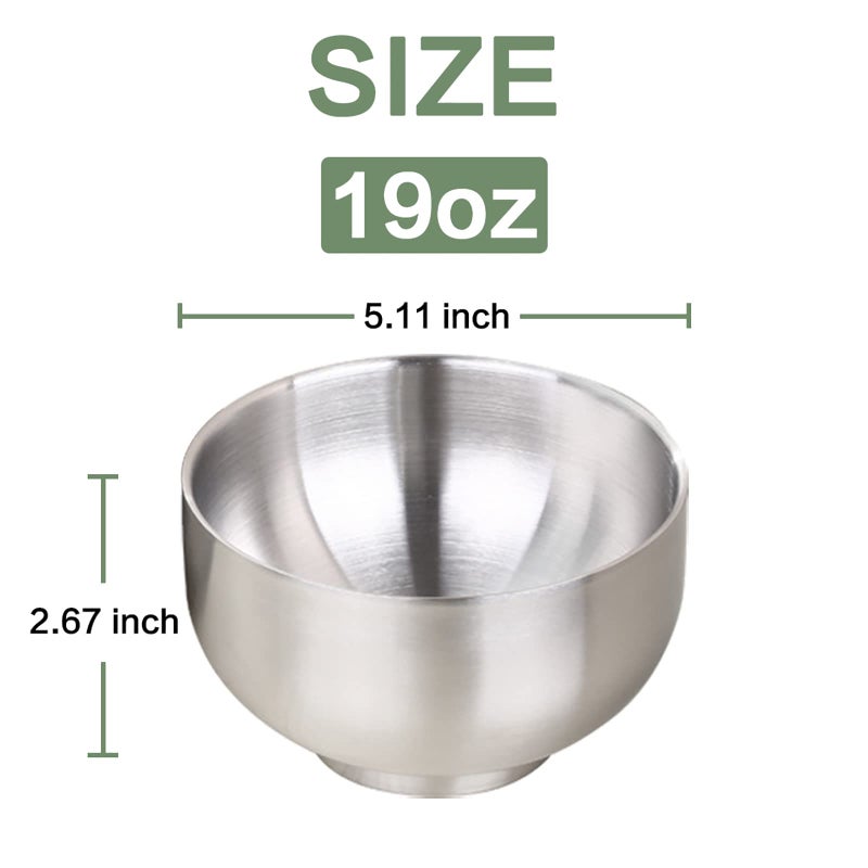 DEVICO Soup Cereal Bowls  4-Piece 19-Ounce Stainless Steel Salad Rice Dessert Serving Bowl set  Matte Finish - Image 2