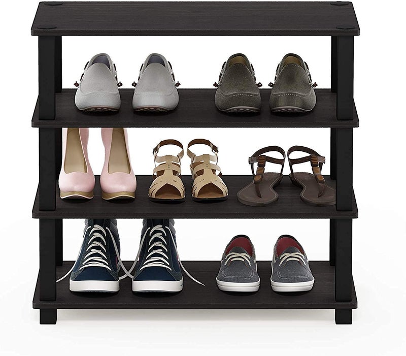 Ash  Roh Ash Roh 4Tier Shoe Rack TurnSTube Single Espresso Small Space Free Standing Shoe Shelf in Closet Entryway HallwayLiving Room - Image 1