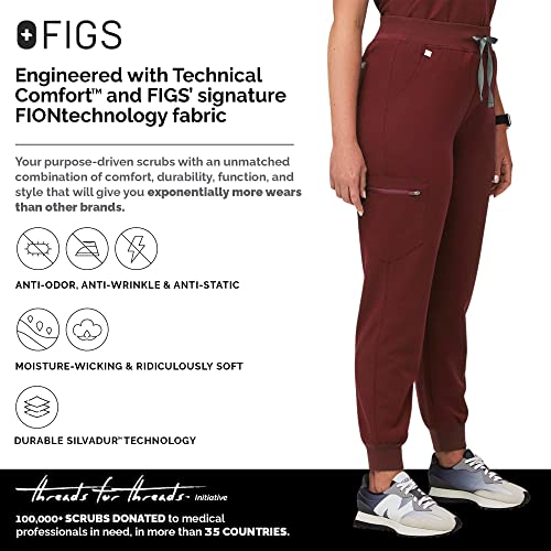 FIGS Zamora High Waisted Jogger Style Scrub Pants for Women - Burgundy, Regular XL - Image 3