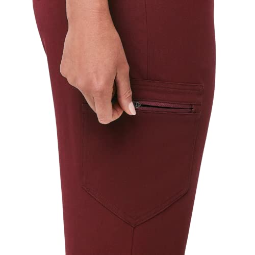 FIGS Zamora High Waisted Jogger Style Scrub Pants for Women - Burgundy, Regular XL - Image 4