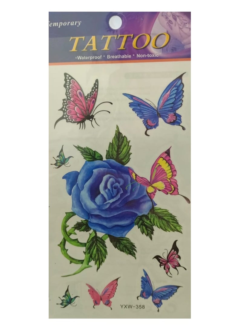 Generic Temporary tattoo in the shape of attractive colorful flowers and butterflies