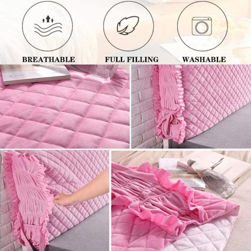 Bedside Cover Soft Bed Head Cover Washable Bedroom Headboard Cover Solid Color Headboards Dust Cover for All Kinds of Headboards Decorative,Pink,59"/150cm - Image 2