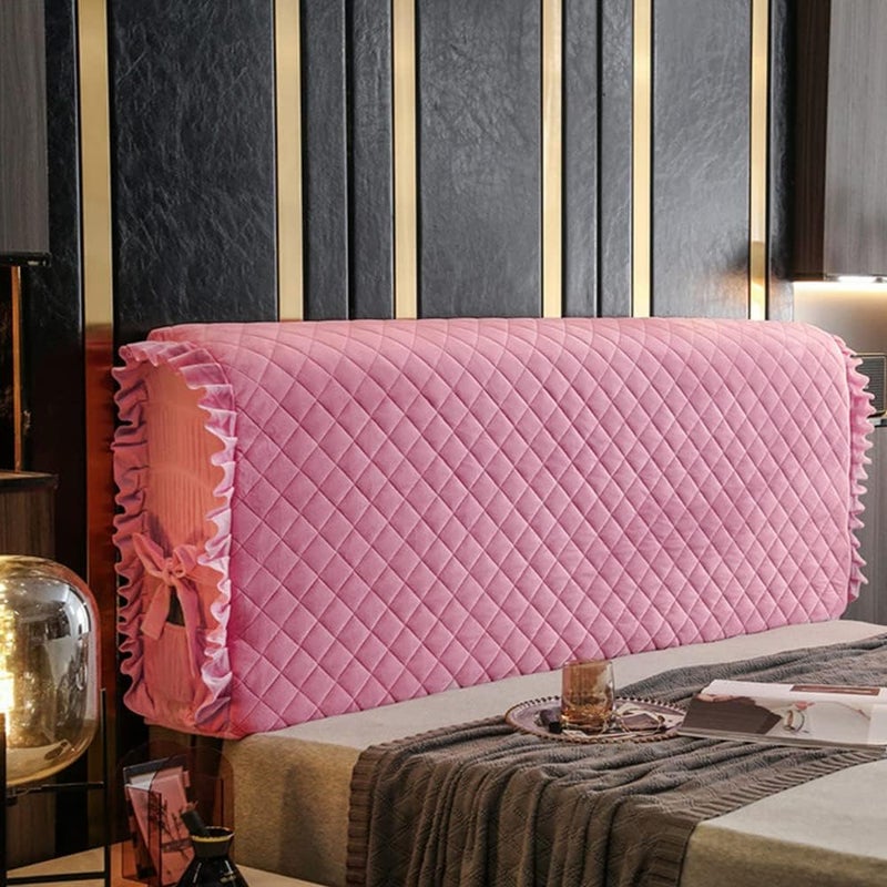 Bedside Cover Soft Bed Head Cover Washable Bedroom Headboard Cover Solid Color Headboards Dust Cover for All Kinds of Headboards Decorative,Pink,59"/150cm - Image 1