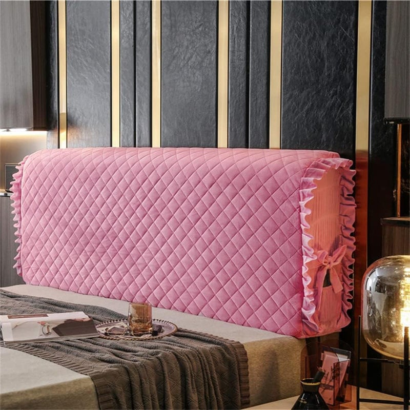 Bedside Cover Soft Bed Head Cover Washable Bedroom Headboard Cover Solid Color Headboards Dust Cover for All Kinds of Headboards Decorative,Pink,59"/150cm - Image 3