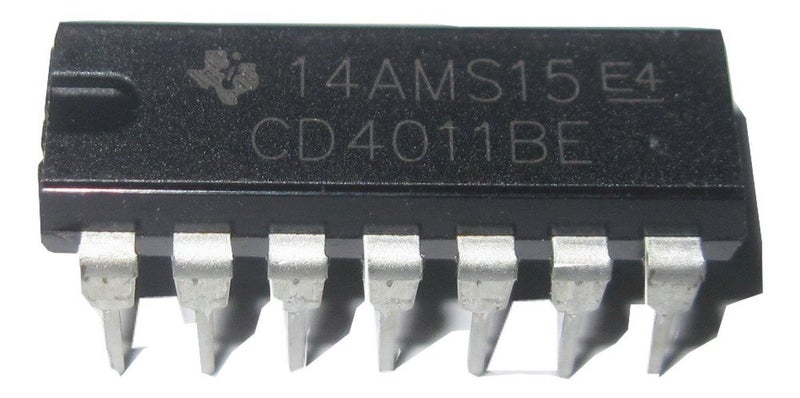 CD4011BE ICS and Semiconductors, Quad 2-Input NAND Gate, 14 Pin, CMOS, 4 Element, Plastic Dip Tube, 19.3 mm L x 6.35 mm W x 4.57 mm H (Pack of 10)