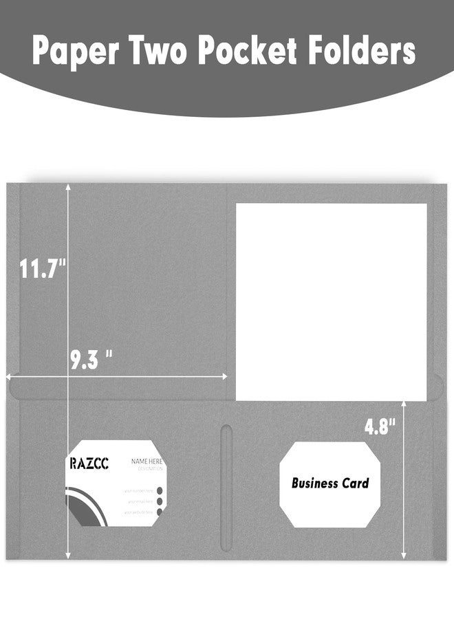 RAZCC Two Pocket Folders, RAZCC 50 Pack 2 Pocket Folders Fit Letter Size Paper, Paper Folders with Pockets for School Office Business Home (Grey) - Image 2