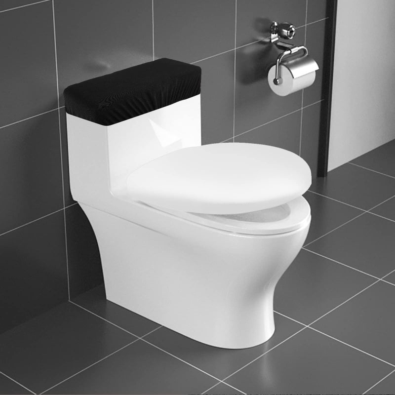 AZHCHKE Toilet Tank Lid Cover Bathroom Stretch Washable Spandex Toilet Tank Protector Cover with Elastic Bottom Black