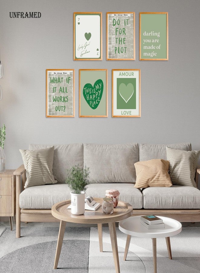 BearCake Trendy Retro green Preppy Wall Art Set of 6 UNFRAMED, Preppy Room Decor Aesthetic, Pink Room Decor, Inspirational Funky Wall Decor Poster Prints for Teen Girl Room College Dorm, 8x10 Inches - Image 2