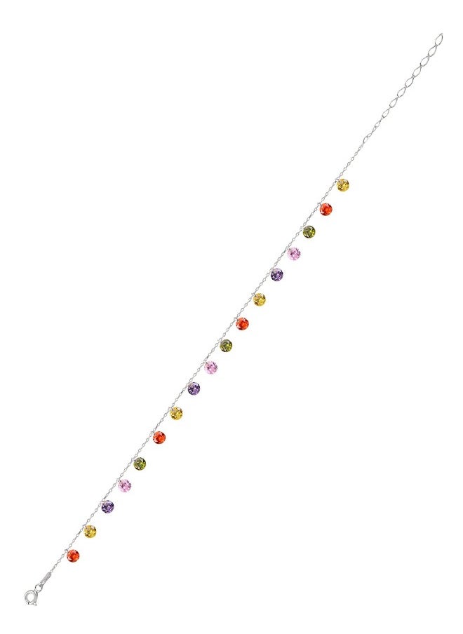 EMNON - 925 Sterling Silver Jewelry Rhodium Plated Round CZ Dangle Bracelet 100% Precious Metal Gift for Women- Emnon12BR - Image 1