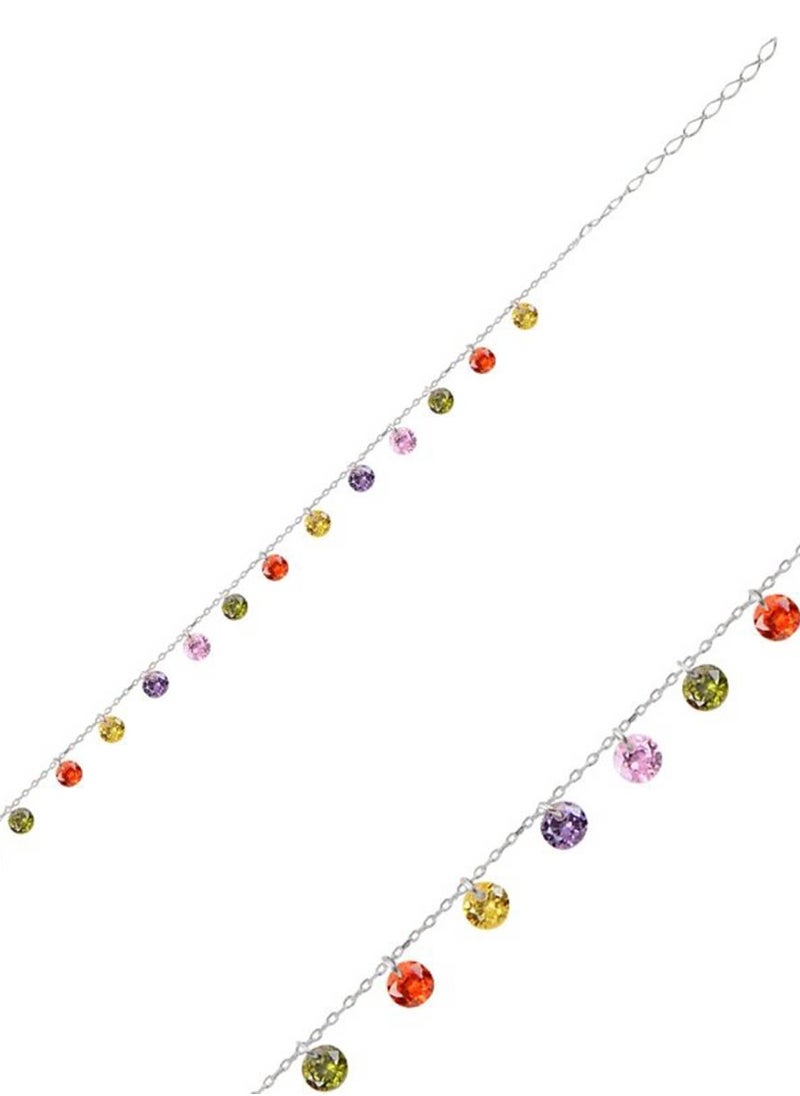 EMNON - 925 Sterling Silver Jewelry Rhodium Plated Round CZ Dangle Bracelet 100% Precious Metal Gift for Women- Emnon12BR - Image 1