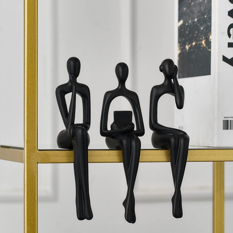 XINXUAN Black Statue Home Decor - Modern Bookshelf & Desk Decor - 3 Piece Set - Image 4