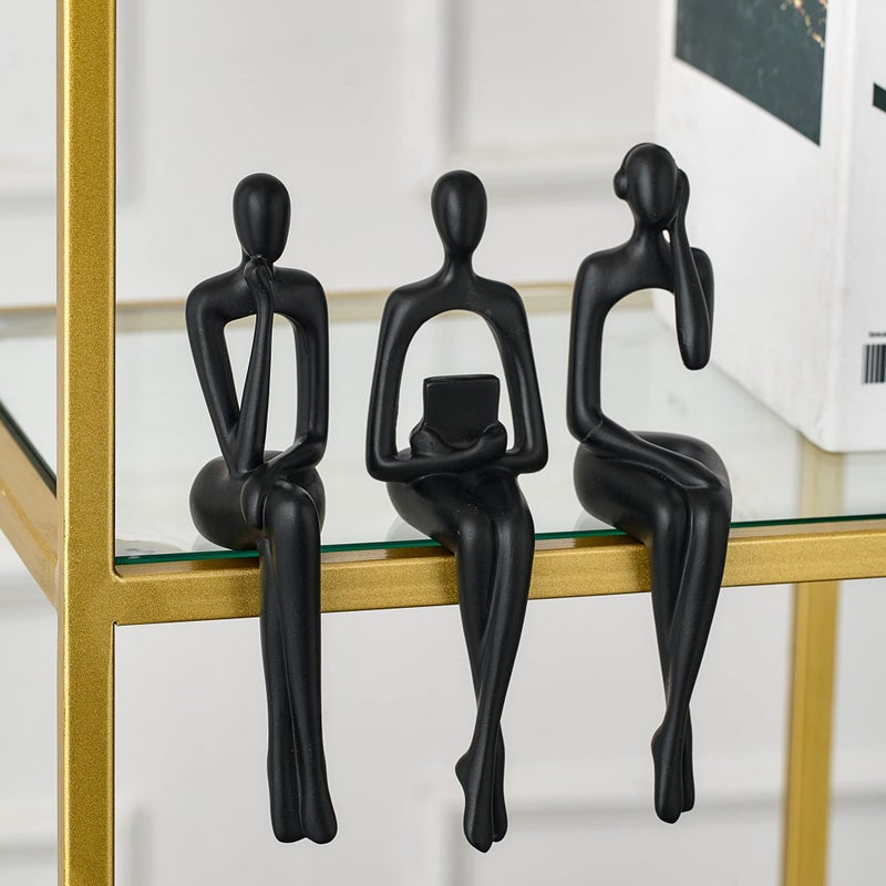XINXUAN Black Statue Home Decor - Modern Bookshelf & Desk Decor - 3 Piece Set - Image 5