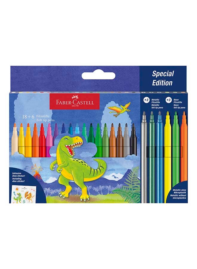 FABER-CASTELL قلم تحديد ديناصور 18+6 + ملصقات - Image 2