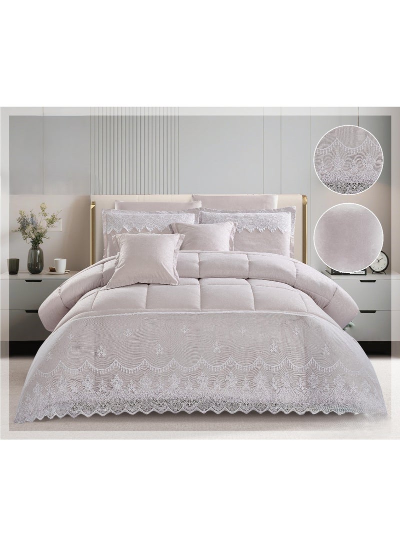 Bridal bedspread for two people with lace design to add beauty and elegance to your room decor, 8 pieces, quilt size 260x240 cm