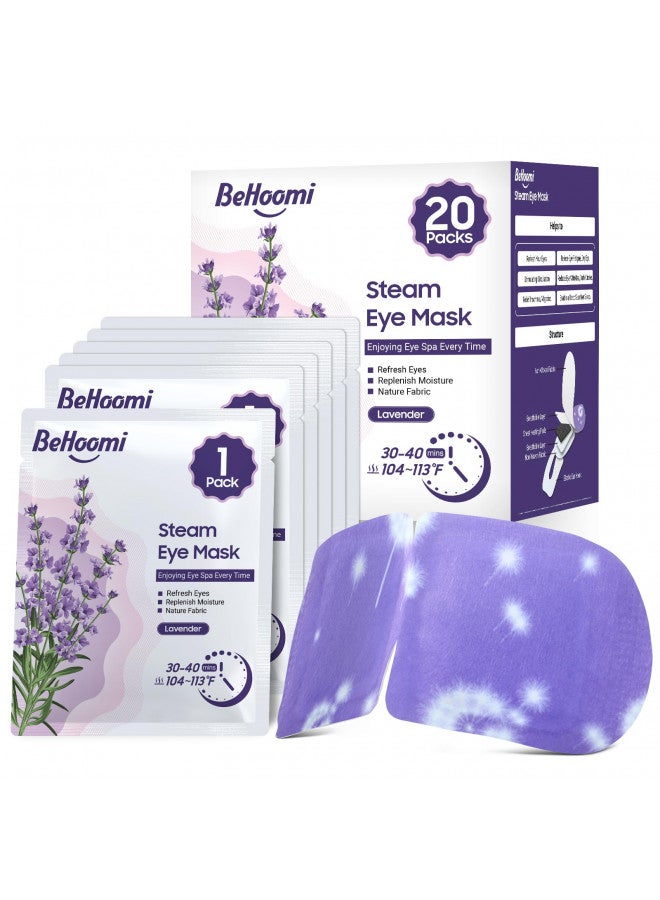 BeHoomi BeHoomi 20 Packs Steam Eye Mask for Dark Circles, Lavender Heated Eye Mask Disposable Warm Eye Compress for Dry Eyes, Puffy Eyes, Soothing Headache Migraine, Stye Treatment, Relief Stress Eye Fatigue  - Image 1