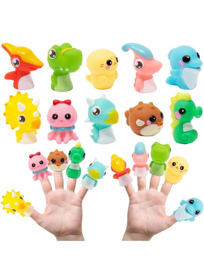 Kiddie Play أصابع دمى للأطفال، مجموعة 10 قطع من دمى الحيوانات الكرتونية المطاطية لوقت القصص وألعاب الحمام - Image 1