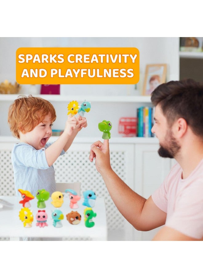 Kiddie Play أصابع دمى للأطفال، مجموعة 10 قطع من دمى الحيوانات الكرتونية المطاطية لوقت القصص وألعاب الحمام - Image 4