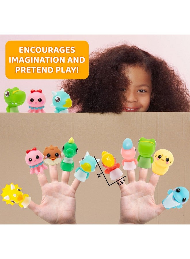 Kiddie Play أصابع دمى للأطفال، مجموعة 10 قطع من دمى الحيوانات الكرتونية المطاطية لوقت القصص وألعاب الحمام - Image 2