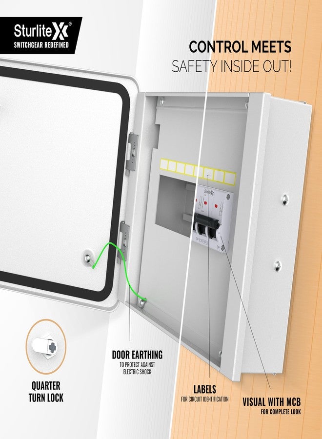 Sturlite Ovix Double Door MCB Distribution Board | 8 Way SPN (Single Pole and Neutral) | Metal Body with Premium Finish & Concealed Hinges | Cable Kit Included - (Pack of 1) - Image 5