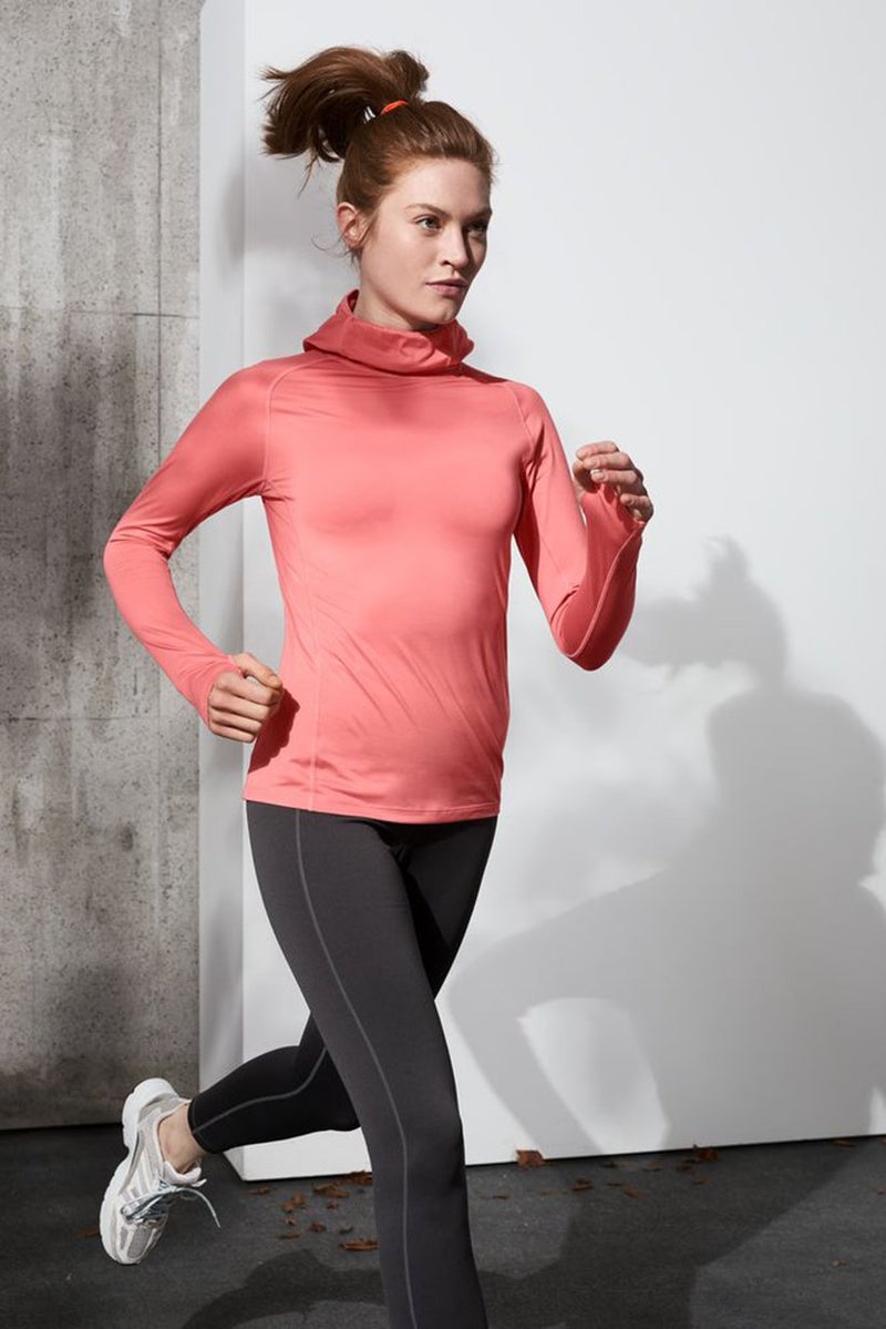 Tchibo Women Sportswear Fit Hooded Functional Sweatshirt, Peach  - Image 1