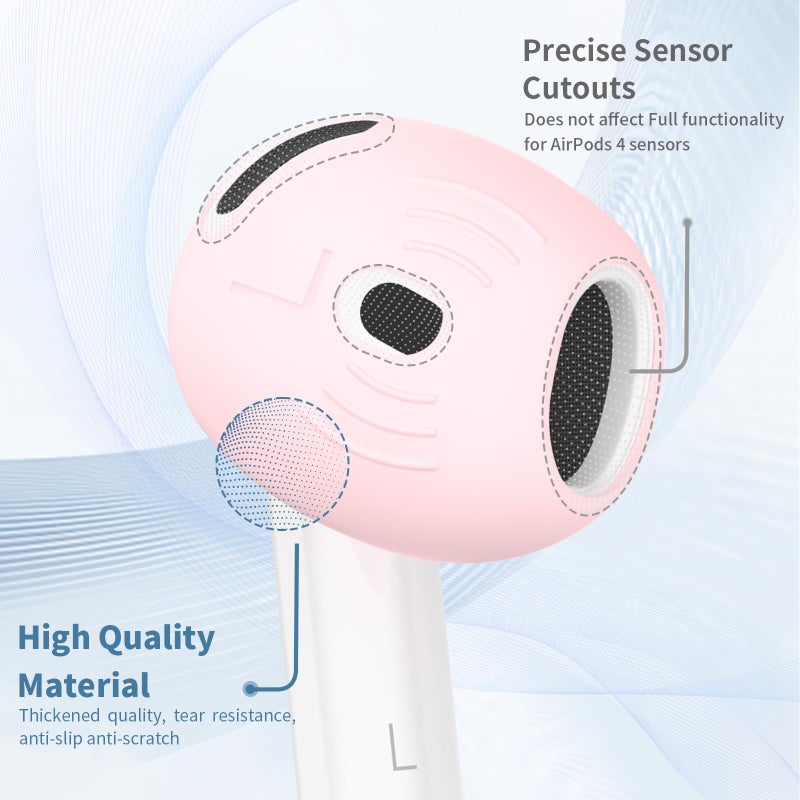 TUDIOW [5 Pairs] for AirPods 4 Ear Tips Covers Sport Anti Slip Anti Scratche Skin Soft Silicone Eartip AirPods 4 Gen Earbuds Accessories Compatible with Apple AirPods 4th Generation (5 Colors Mix) - Image 4