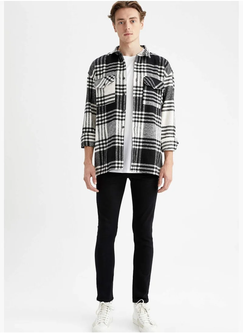DeFacto Oversize Fit Long Sleeve Check Patterned Shirt