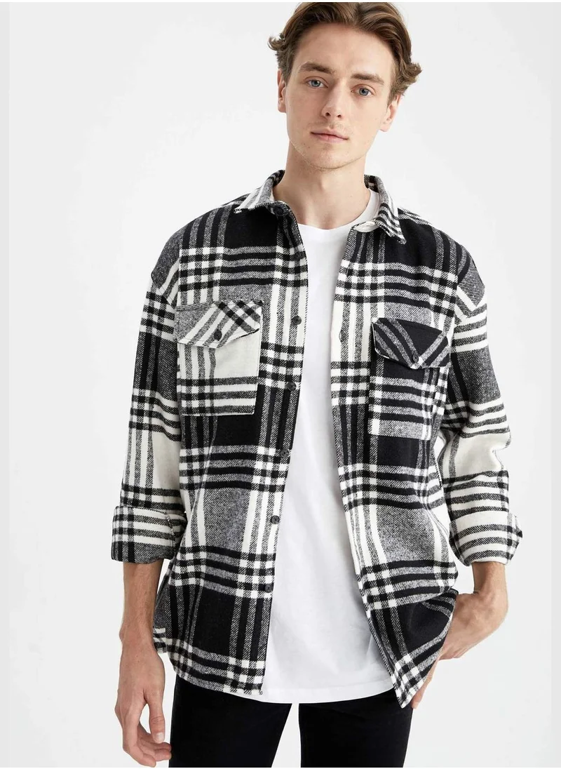 DeFacto Oversize Fit Long Sleeve Check Patterned Shirt