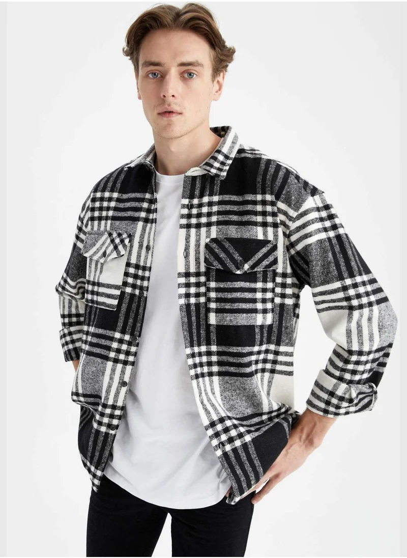 DeFacto Oversize Fit Long Sleeve Check Patterned Shirt