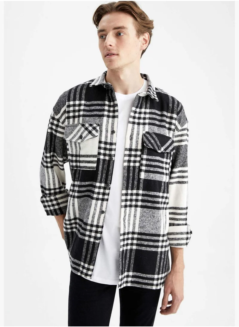 DeFacto Oversize Fit Long Sleeve Check Patterned Shirt