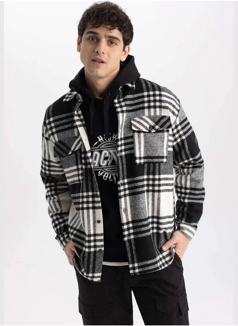 DeFacto Oversize Fit Long Sleeve Check Patterned Shirt