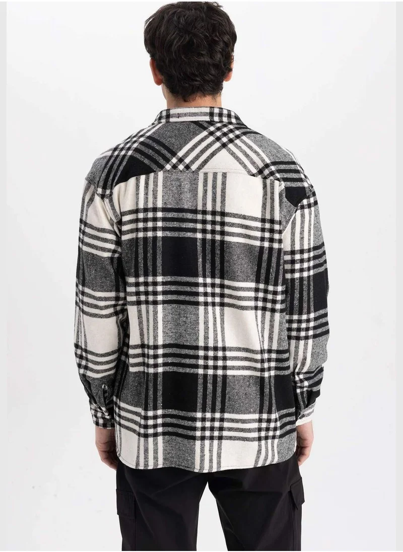 DeFacto Oversize Fit Long Sleeve Check Patterned Shirt
