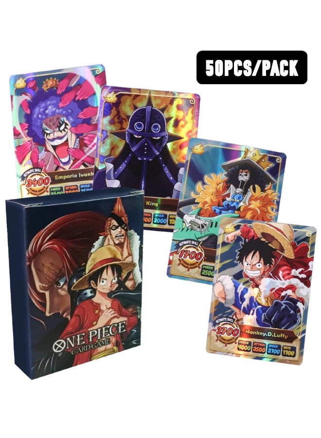 50PCS/Pack Anime One Piece Card, Card Game Booster Packs, One Piece Cards, Anime Trading Cards, No Repeat, Collectible Rare Cards Best Gift for Collectors and Fans - Image 1