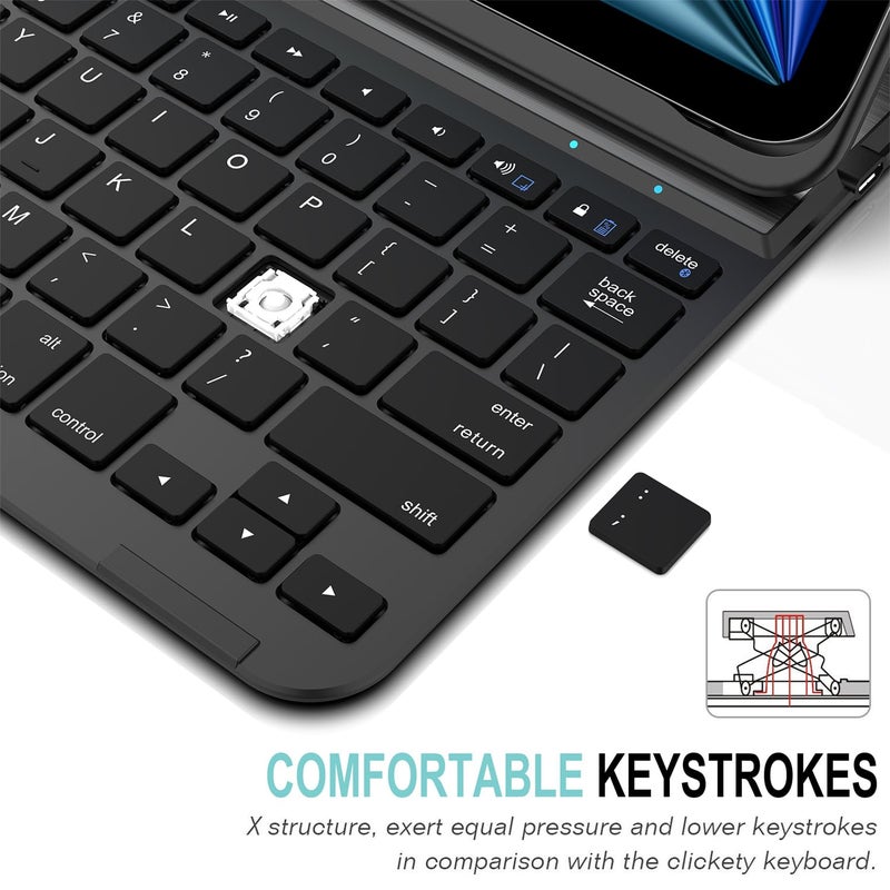 Arteck iPad Air 11-inch 10.9-inch Keyboard, Bluetooth Keyboard with Folio Full Protection Case for Apple iPad Air 11-inch (Air 2024) 10.9-inch (Air 2022) Air 4 and iPad Pro 11-inch Pro 4(2022) Pro 3 2 - Image 3