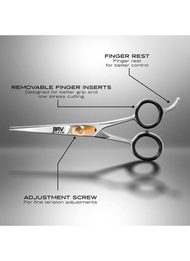 BRV MEN مقص لحية وشوارب من الصلب الألماني 5" مطروق بمطرقة 100% فولاذ مقاوم للصدأ حاد مثل الشفرة لقص شعر الوجه فضي  - Image 5
