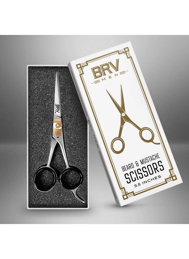 BRV MEN مقص لحية وشوارب من الصلب الألماني 5" مطروق بمطرقة 100% فولاذ مقاوم للصدأ حاد مثل الشفرة لقص شعر الوجه فضي  - Image 4