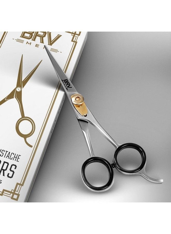 BRV MEN مقص لحية وشوارب من الصلب الألماني 5" مطروق بمطرقة 100% فولاذ مقاوم للصدأ حاد مثل الشفرة لقص شعر الوجه فضي  - Image 3